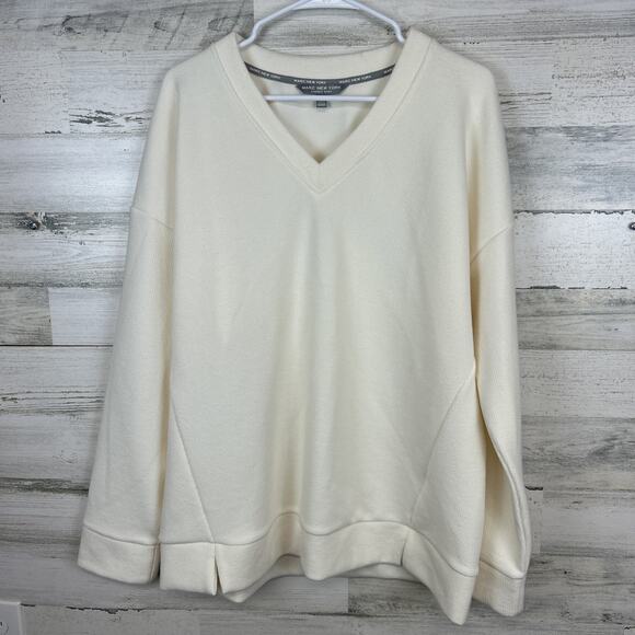 Marc New York by Andrew Marc Womens Extra Large V-Neck Sweatshirt Color Cream XL - Picture 1 of 8